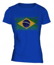 Brazil Distressed Flag Ladies T-Shirt