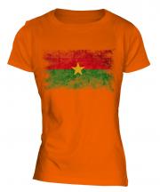 Burkina Faso Distressed Flag Ladies T-Shirt