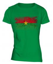 Burkina Faso Distressed Flag Ladies T-Shirt