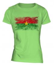 Burkina Faso Distressed Flag Ladies T-Shirt