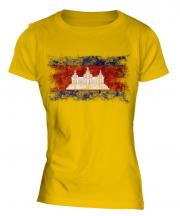 Cambodia Distressed Flag Ladies T-Shirt