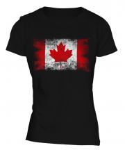 Canada Distressed Flag Ladies T-Shirt
