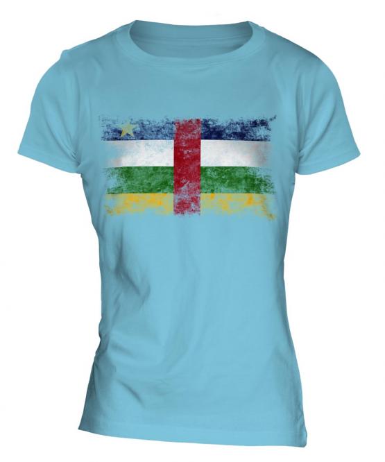 Central African Republic Distressed Flag Ladies T-Shirt