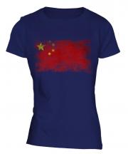 China Distressed Flag Ladies T-Shirt