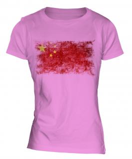 China Distressed Flag Ladies T-Shirt