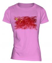 China Distressed Flag Ladies T-Shirt