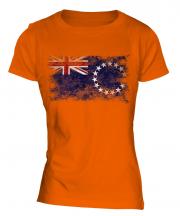 Cook Islands Distressed Flag Ladies T-Shirt