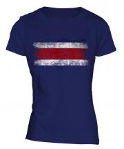 Costa Rica Distressed Flag Ladies T-Shirt