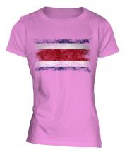 Costa Rica Distressed Flag Ladies T-Shirt