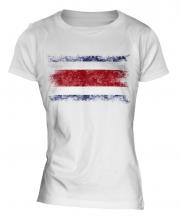 Costa Rica Distressed Flag Ladies T-Shirt