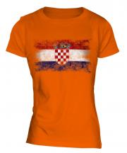 Croatia Distressed Flag Ladies T-Shirt