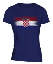 Croatia Distressed Flag Ladies T-Shirt