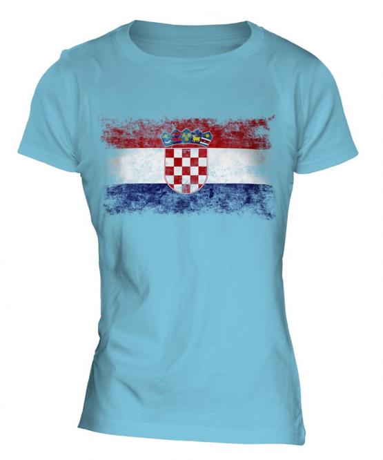 Croatia Distressed Flag Ladies T-Shirt