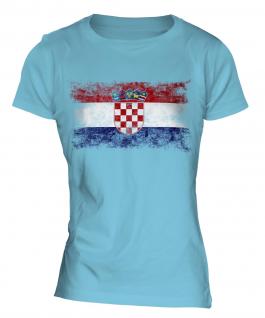 Croatia Distressed Flag Ladies T-Shirt