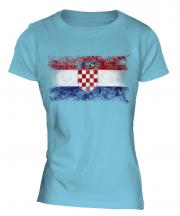 Croatia Distressed Flag Ladies T-Shirt