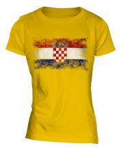 Croatia Distressed Flag Ladies T-Shirt