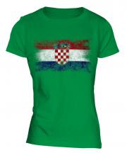 Croatia Distressed Flag Ladies T-Shirt