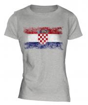 Croatia Distressed Flag Ladies T-Shirt