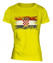Croatia Distressed Flag Ladies T-Shirt