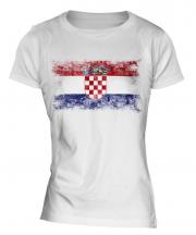 Croatia Distressed Flag Ladies T-Shirt