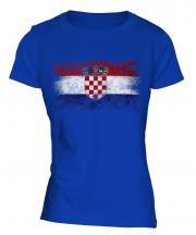 Croatia Distressed Flag Ladies T-Shirt