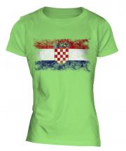 Croatia Distressed Flag Ladies T-Shirt