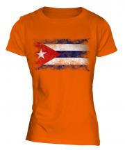 Cuba Distressed Flag Ladies T-Shirt