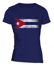Cuba Distressed Flag Ladies T-Shirt