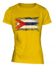 Cuba Distressed Flag Ladies T-Shirt