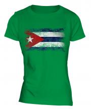 Cuba Distressed Flag Ladies T-Shirt