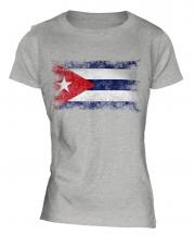 Cuba Distressed Flag Ladies T-Shirt