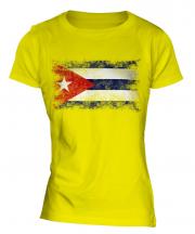 Cuba Distressed Flag Ladies T-Shirt