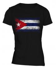Cuba Distressed Flag Ladies T-Shirt