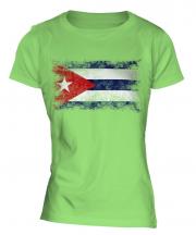 Cuba Distressed Flag Ladies T-Shirt