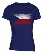 Czech Republic Distressed Flag Ladies T-Shirt