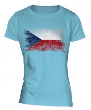Czech Republic Distressed Flag Ladies T-Shirt