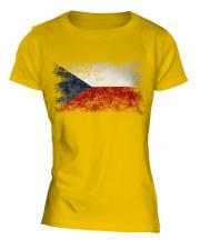 Czech Republic Distressed Flag Ladies T-Shirt