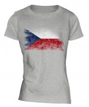 Czech Republic Distressed Flag Ladies T-Shirt