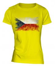 Czech Republic Distressed Flag Ladies T-Shirt