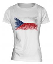Czech Republic Distressed Flag Ladies T-Shirt