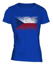 Czech Republic Distressed Flag Ladies T-Shirt