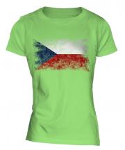 Czech Republic Distressed Flag Ladies T-Shirt
