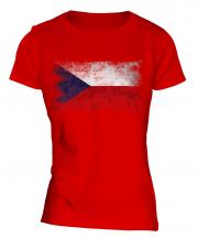 Czech Republic Distressed Flag Ladies T-Shirt