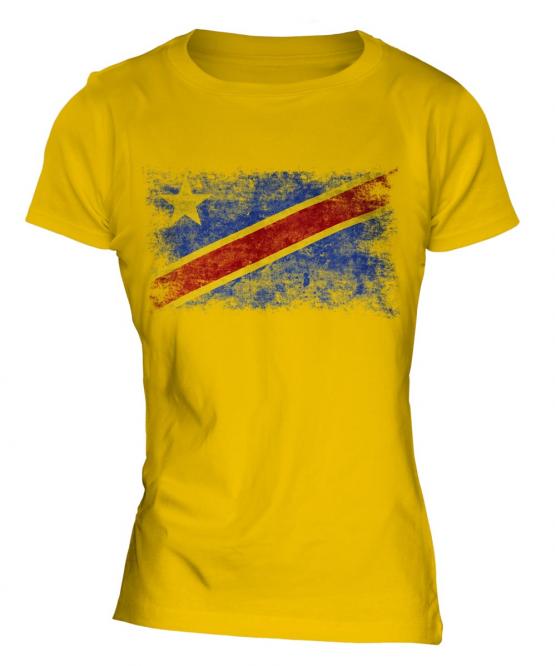 Democratic Rep. Of Congo Distressed Flag Ladies T-Shirt