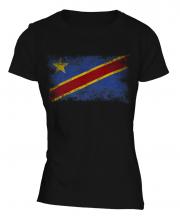 Democratic Rep. Of Congo Distressed Flag Ladies T-Shirt