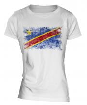 Democratic Rep. Of Congo Distressed Flag Ladies T-Shirt
