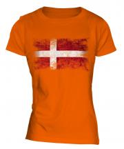 Denmark Distressed Flag Ladies T-Shirt
