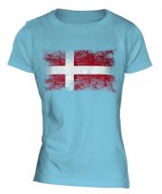 Denmark Distressed Flag Ladies T-Shirt