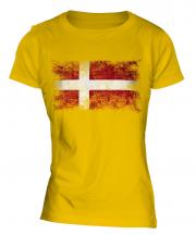 Denmark Distressed Flag Ladies T-Shirt