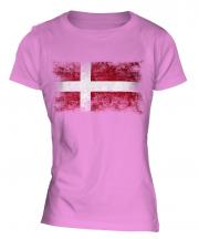 Denmark Distressed Flag Ladies T-Shirt